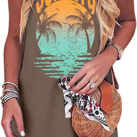 Summer Sundress for Women Graphic Mini Tank Dress Sleeveless Beach Dresses Short - Picture 1 of 5